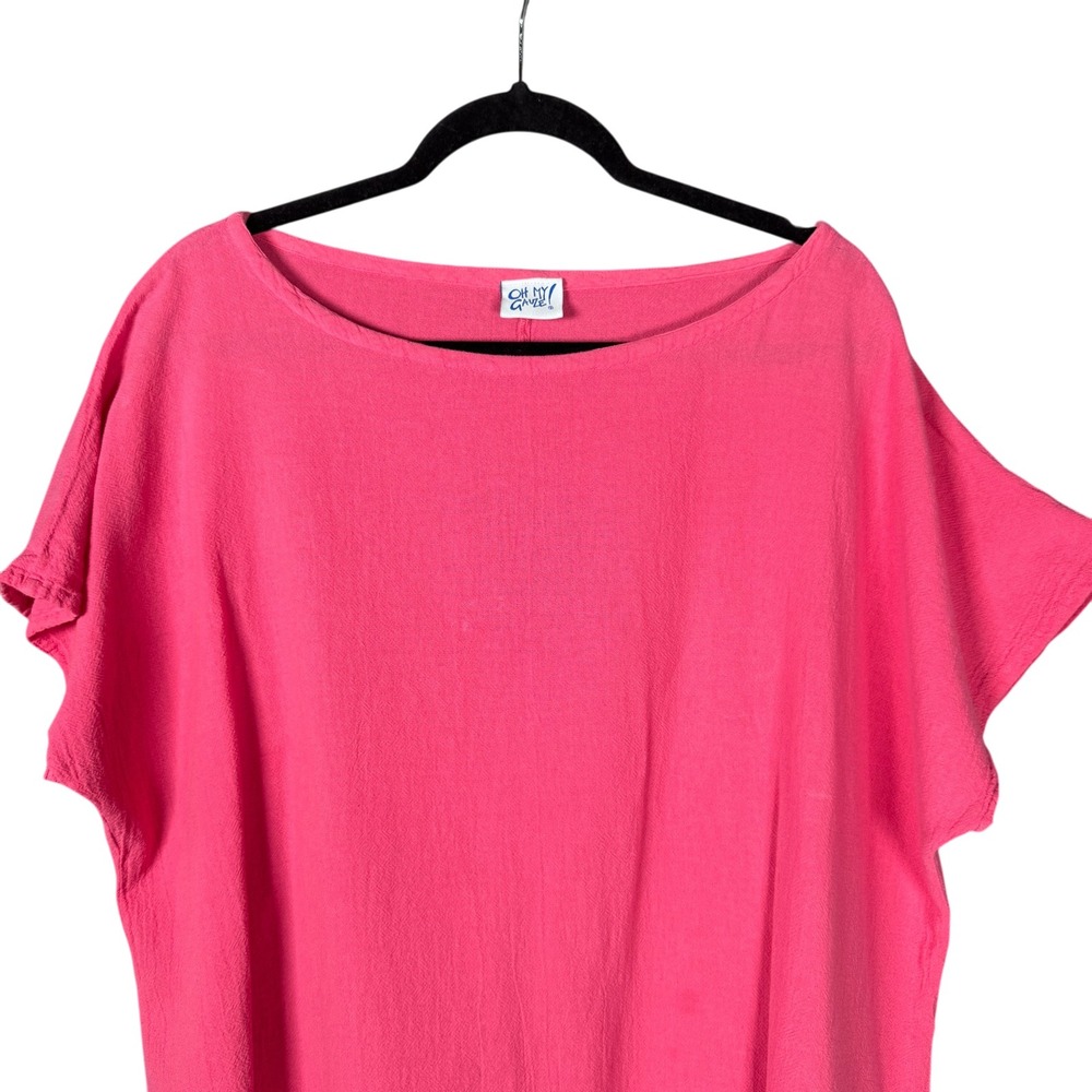 Oh My Gauze Dress Cover Up Womens 3 XXL Pink Cotton Relaxed Lagenlook Beachy - Picture 2 of 12